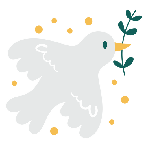 Weiße Taube mit einem Ast im Schnabel PNG-Design