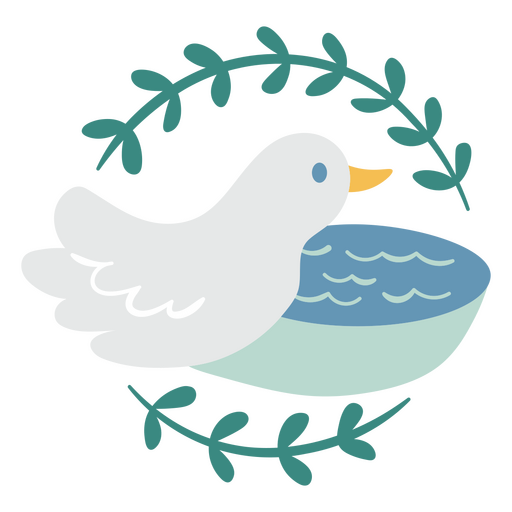 Pomba branca sentada em uma tigela de água Desenho PNG