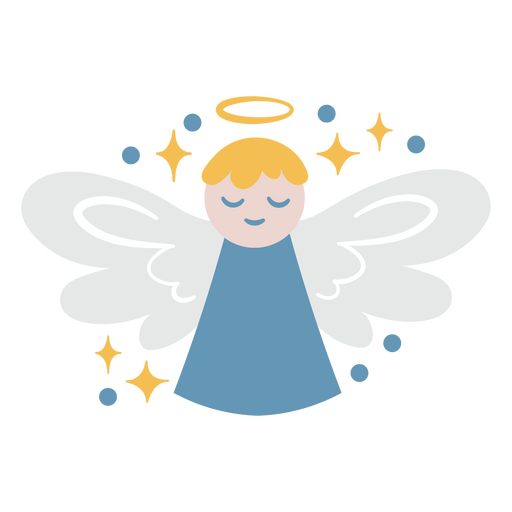 Ángel azul con estrellas. Diseño PNG