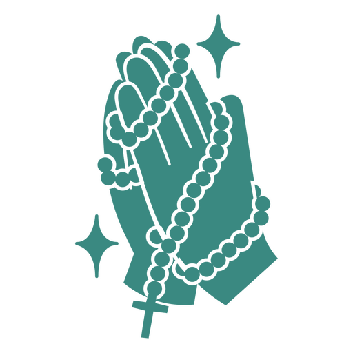 Manos estilizadas en oración con diseño de cuentas para uso espiritual Diseño PNG