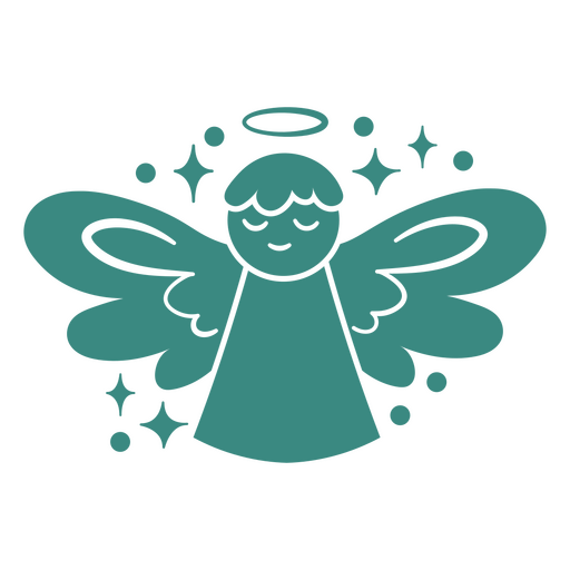 Anjo verde-azulado com estrelas Desenho PNG