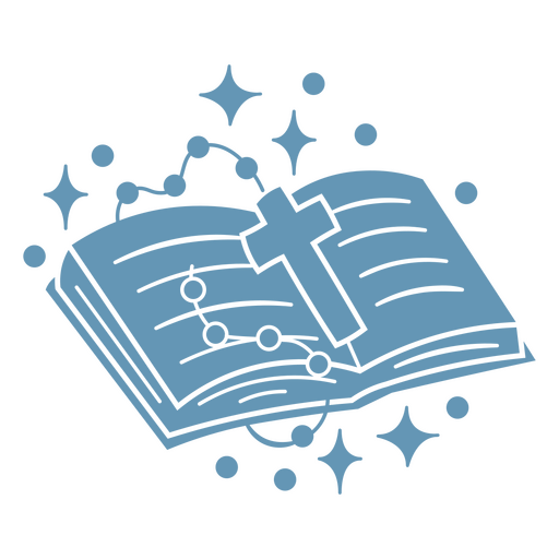 Blaues Buch mit Sternen und einem Kreuz darauf PNG-Design