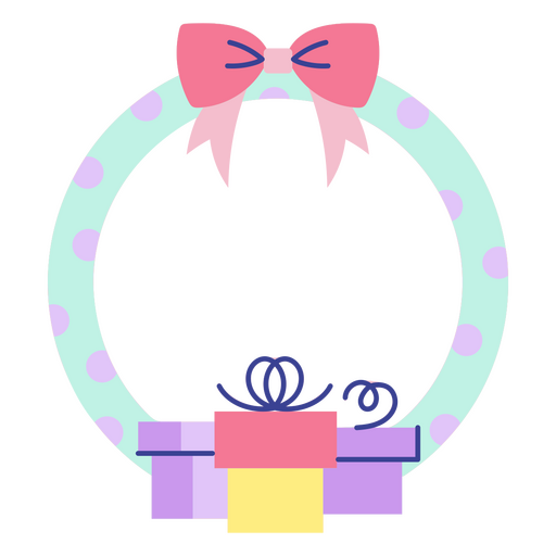 Wreath with presents and a bow PNG Design