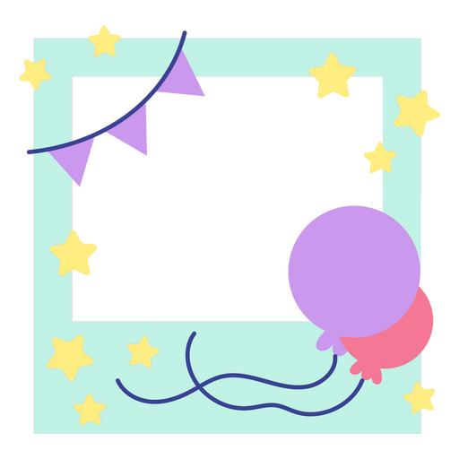 Photo frame with balloons and stars PNG Design
