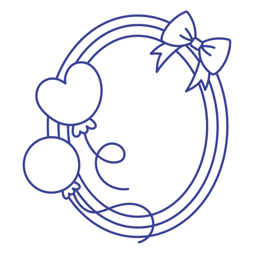Blue frame with a bow and balloons PNG Design