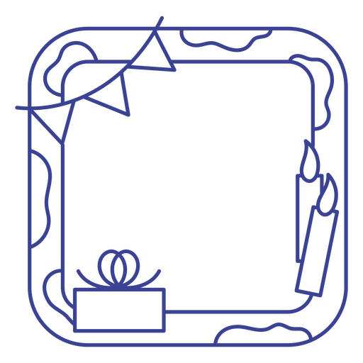 Icono de línea azul de un marco con velas y una pancarta Diseño PNG