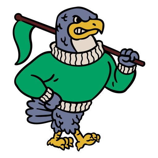 Bald eagle wearing a sweater and holding a stick PNG Design