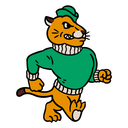 Tiger wearing a green sweater and green hat PNG Design