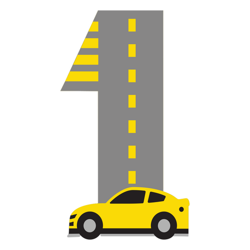 Yellow car driving down the road PNG Design