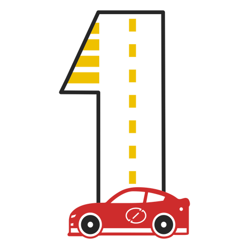 Rotes Auto mit der Nummer eins darauf fährt eine Straße entlang PNG-Design