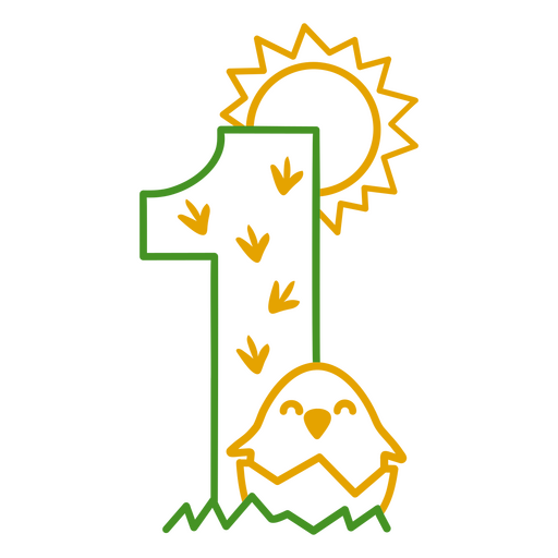 The number one with a bird and sun PNG Design