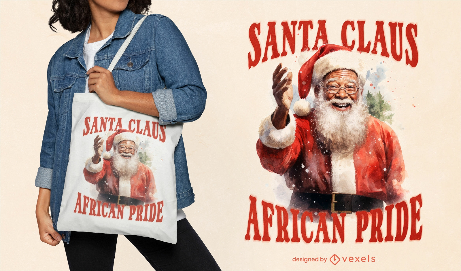 Design de sacola do Papai Noel africano
