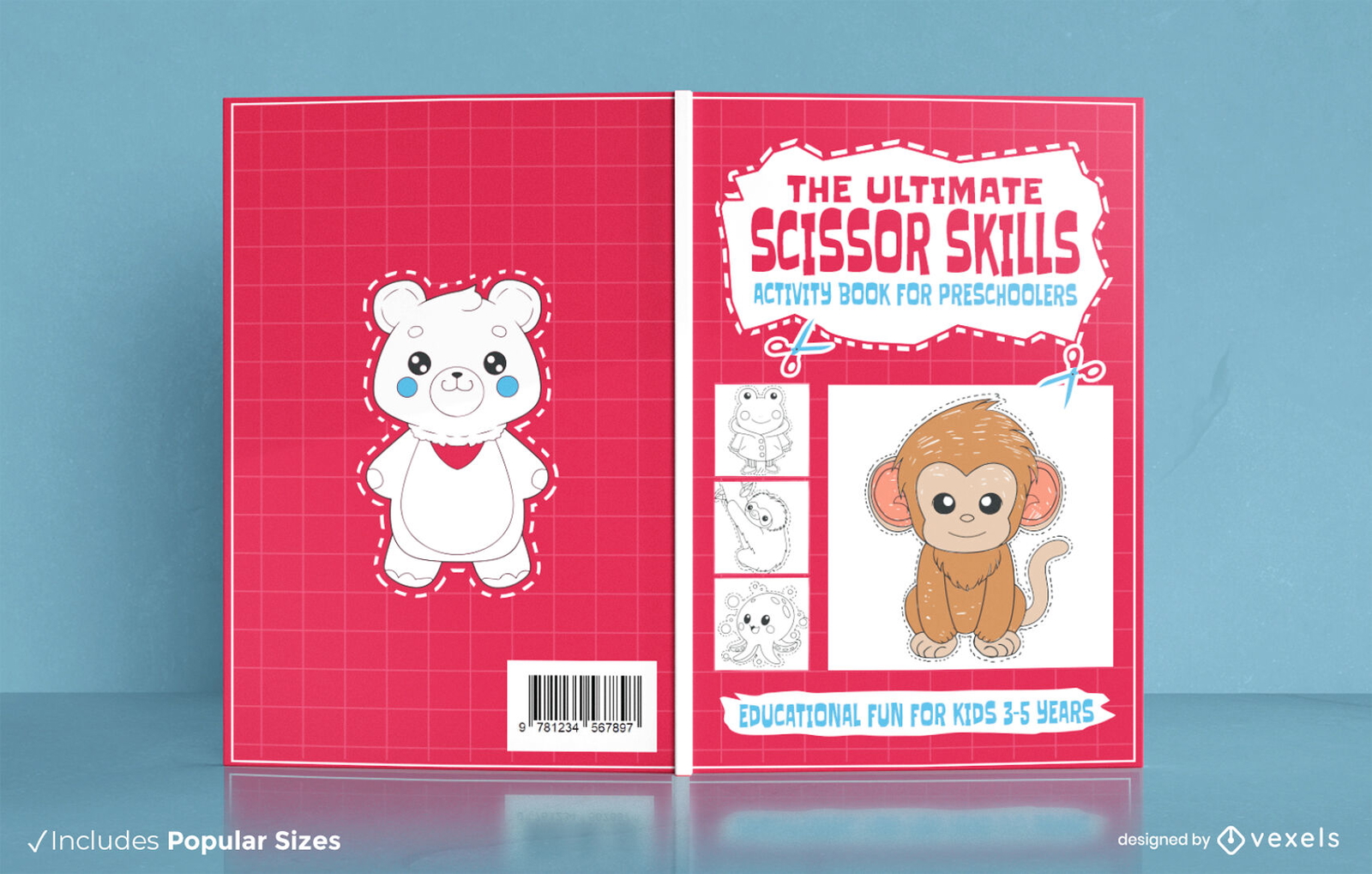 Scissor Skills Activity Book Cover Design KDP Vector Download