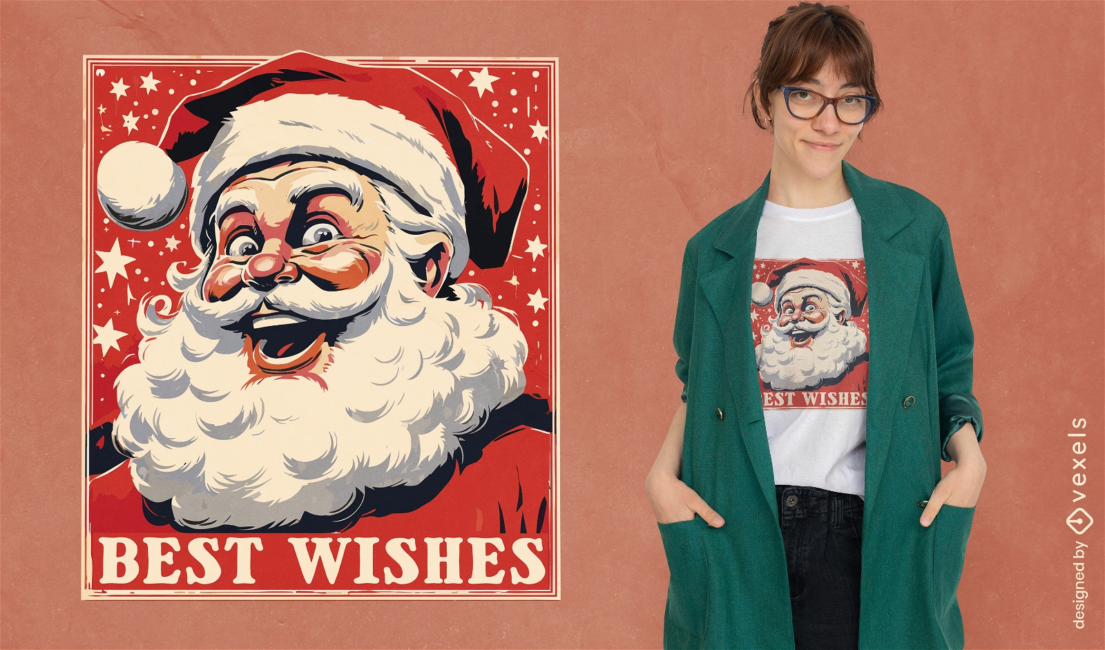 Design de camiseta do Papai Noel com os melhores desejos