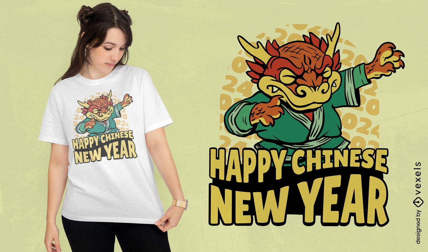 Drachen-T-Shirt-Design f?r das chinesische Neujahr