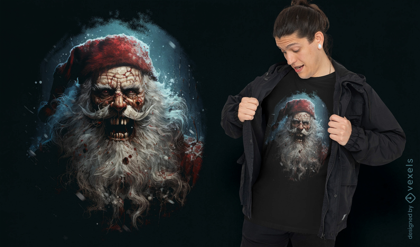 Diseño de camiseta de terror Papá Noel.