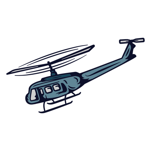 Helicóptero azul voando Desenho PNG