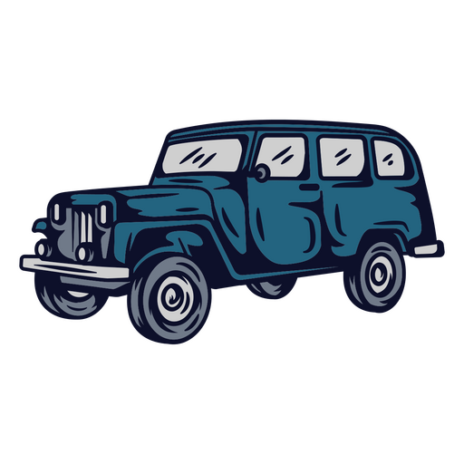 Ilustración de viejo coche azul Diseño PNG