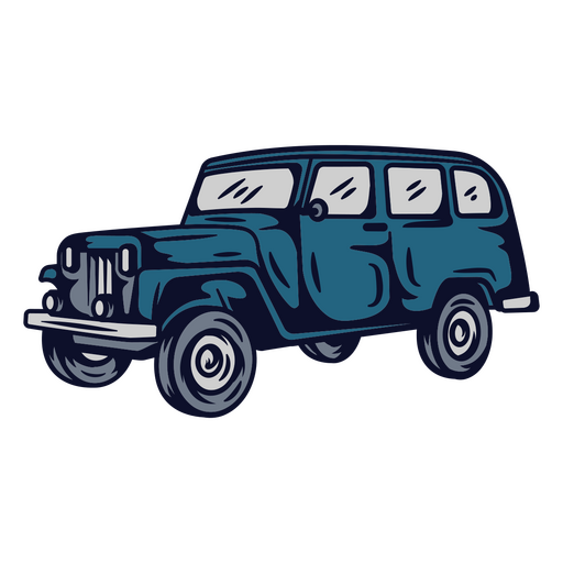 Ilustra??o de carro azul antigo Desenho PNG