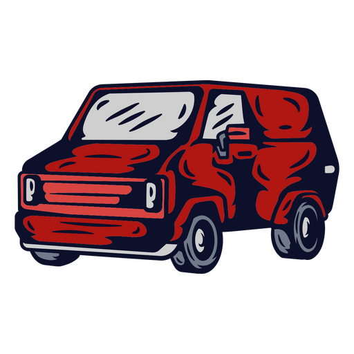 Ilustração de van retrô com cores fortes Desenho PNG