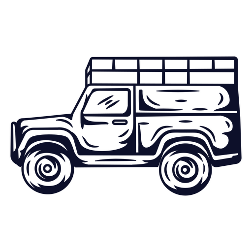 Black white illustration of a truck PNG Design