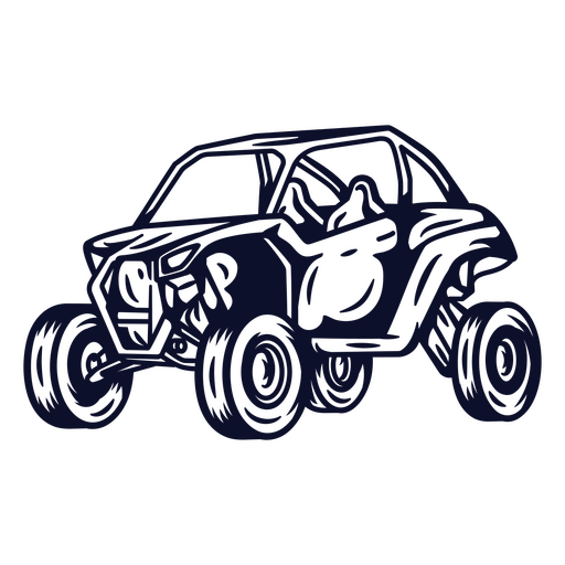 Black and white drawing of a utv PNG Design