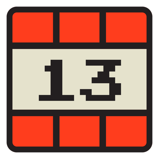 Pixelated image of a calendar with the number 13 PNG Design