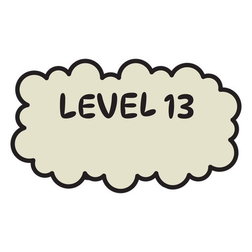Nube con la palabra nivel 13. Diseño PNG