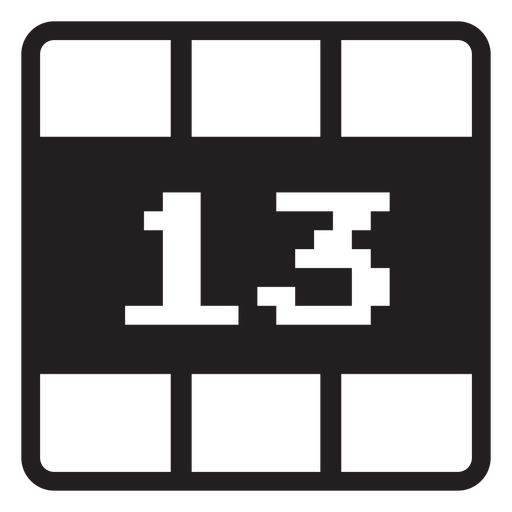 Quadrado preto com o número 13 Desenho PNG