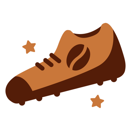Zapato de fútbol marrón con estrellas. Diseño PNG