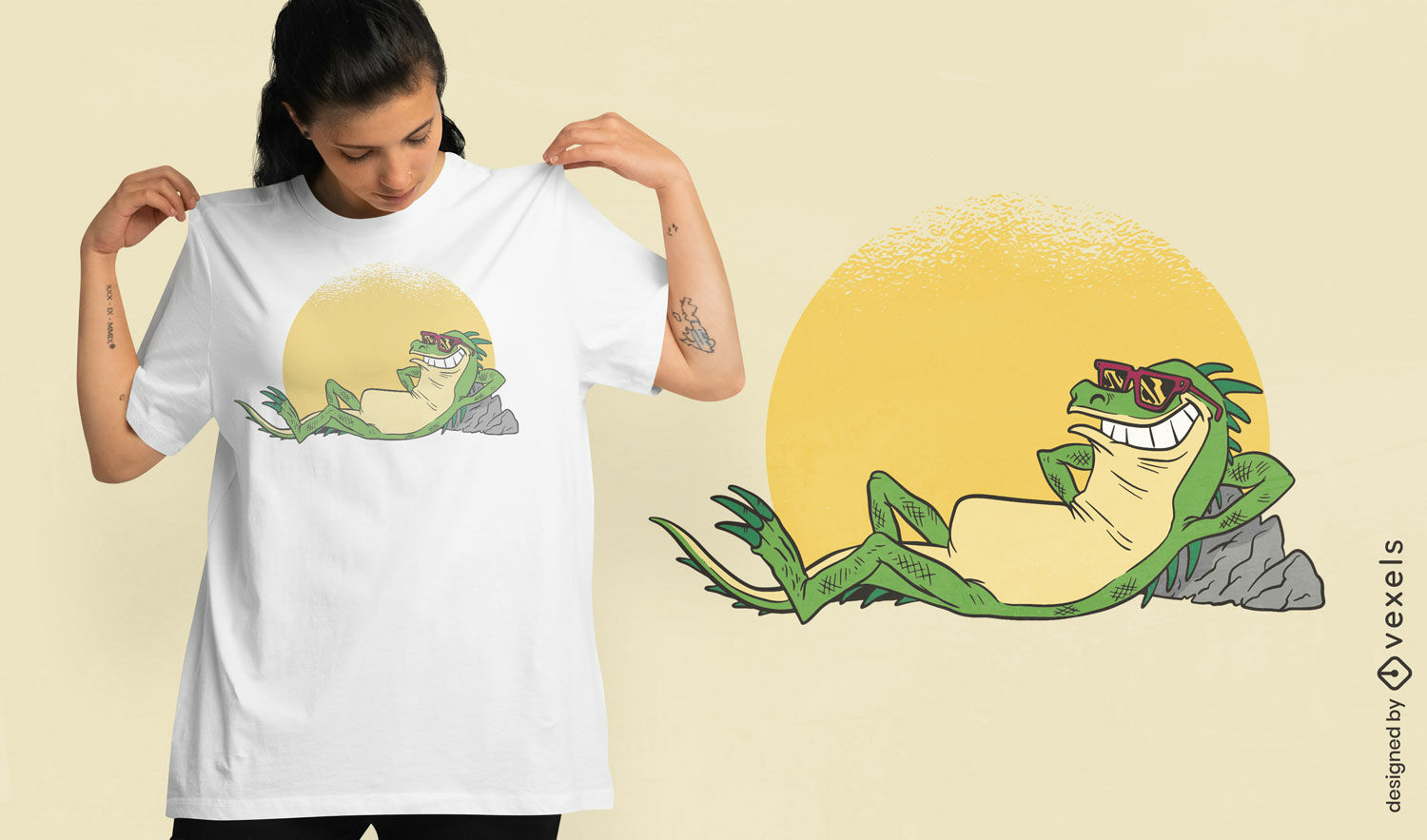 Diseño de camiseta de iguana escalofriante.