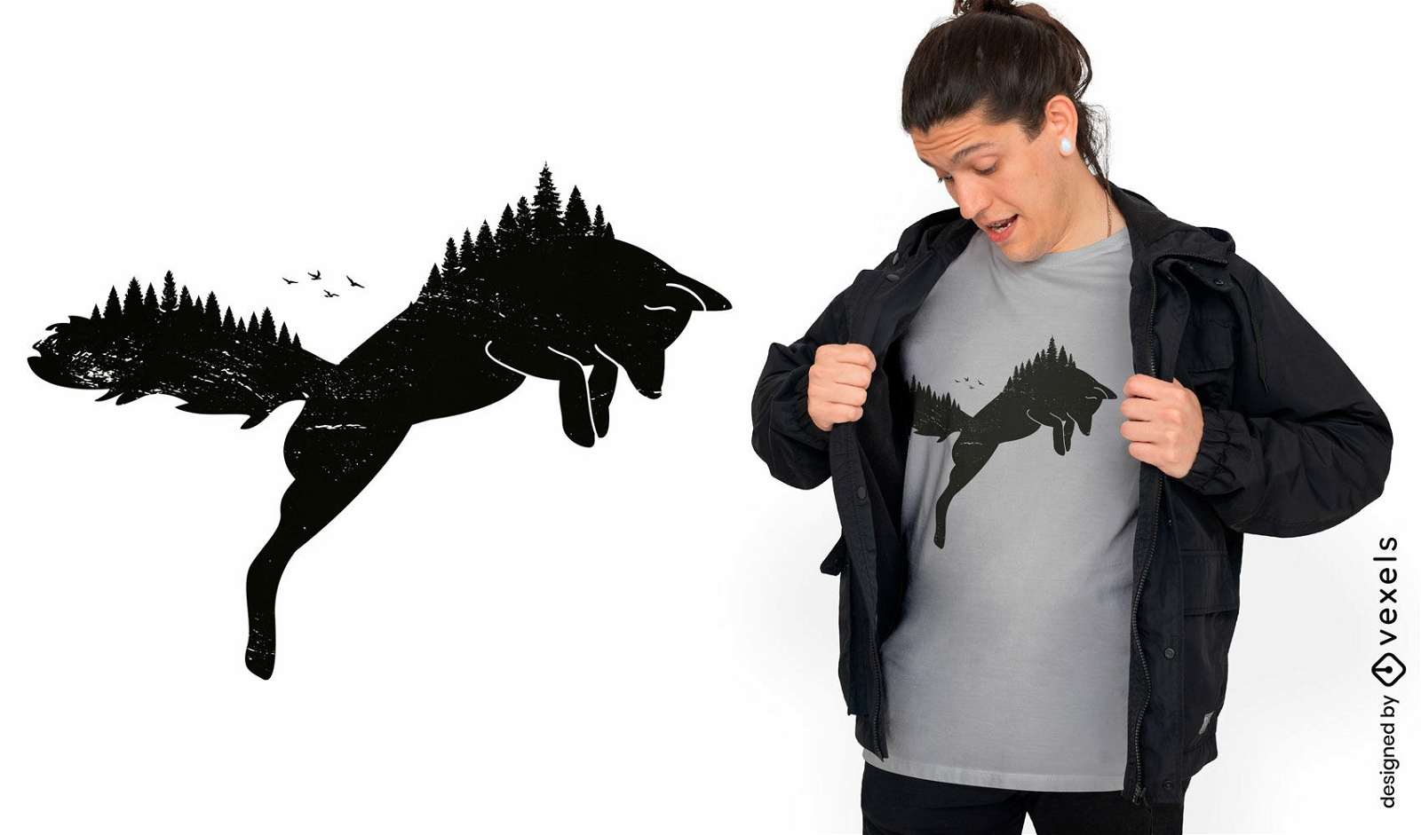 Hunting fox silhouette t-shirt design