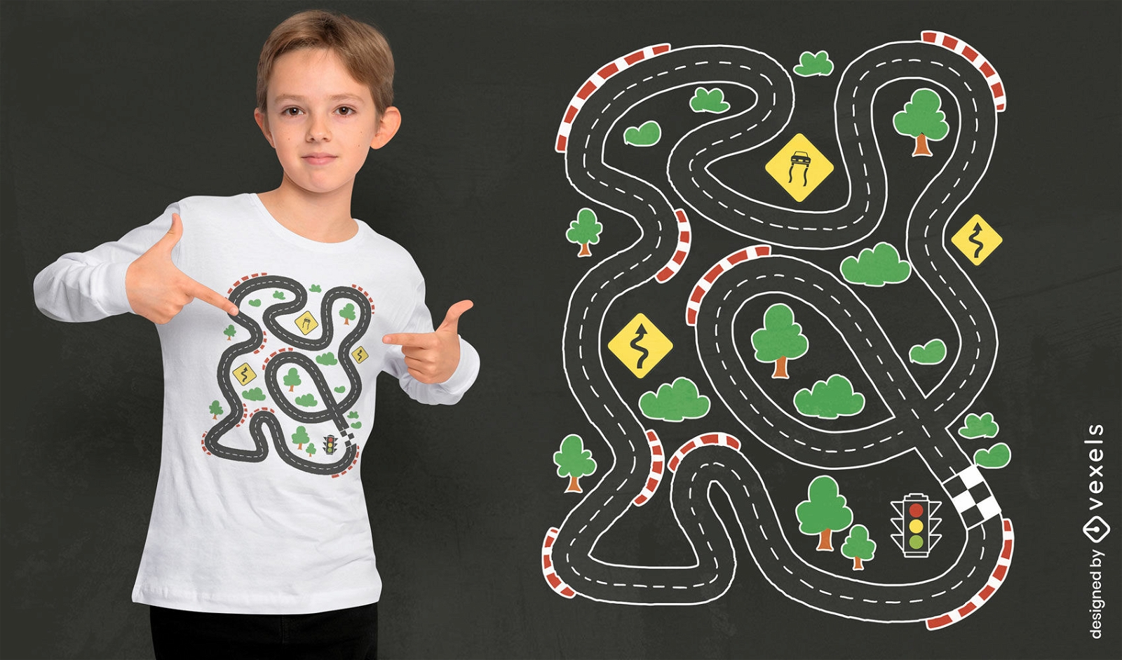 Race track  with trees t-shirt design