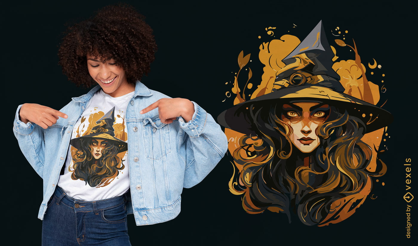 Gold witch t-shirt design