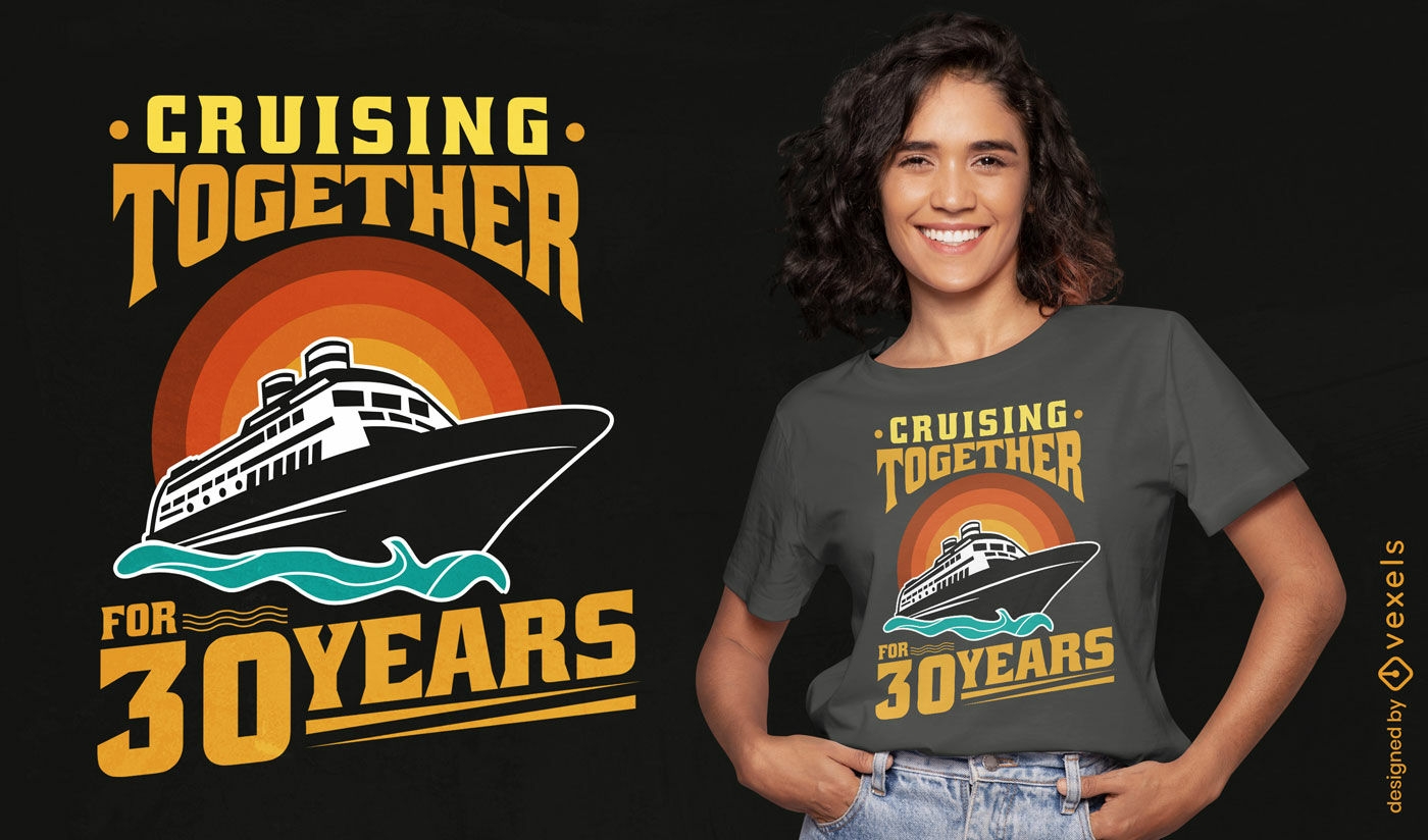 Cruzando juntos por 30 anos com design de camisetas