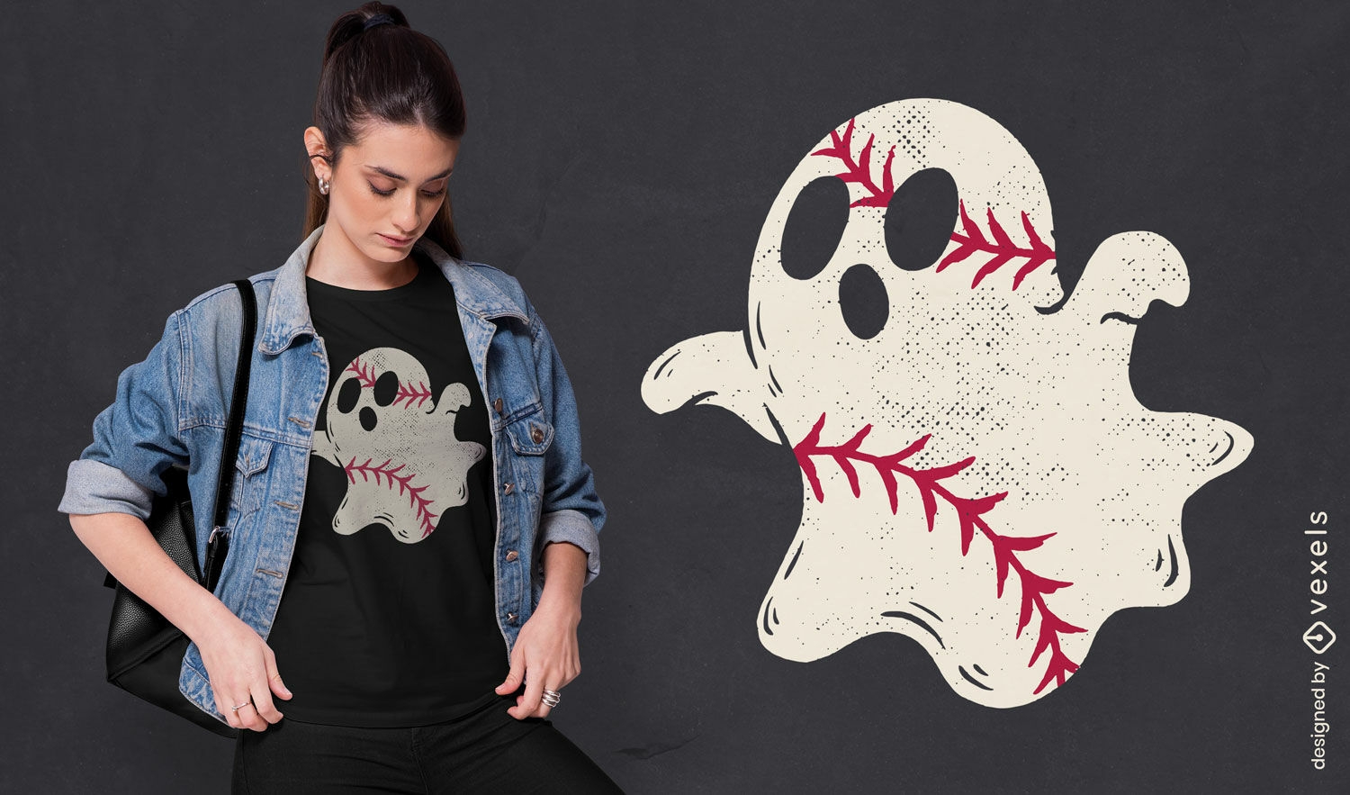 Diseño de camiseta espeluznante fantasma de béisbol.