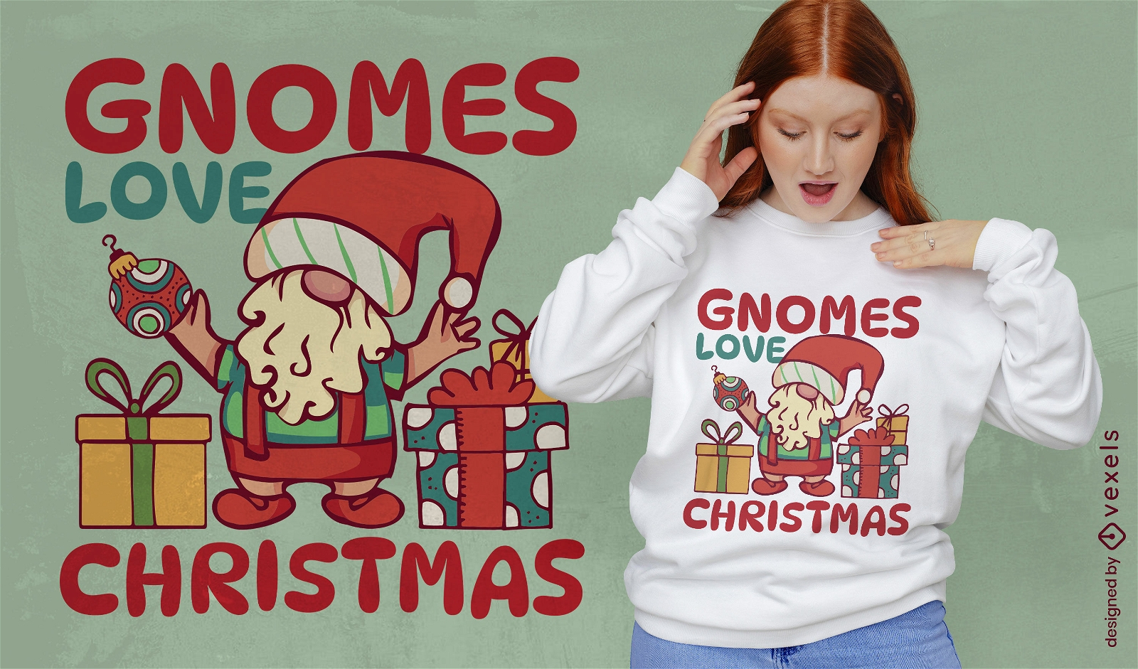 A los gnomos les encanta el diseño de camiseta navideña.