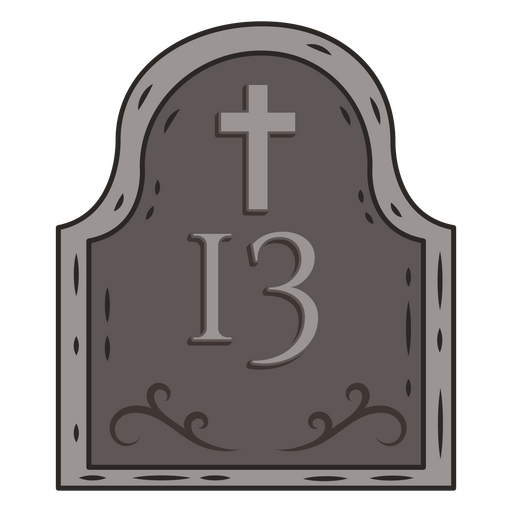 Lápida con el número 13. Diseño PNG