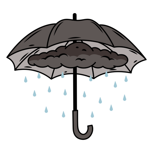 Paraguas negro con gotas de lluvia Diseño PNG