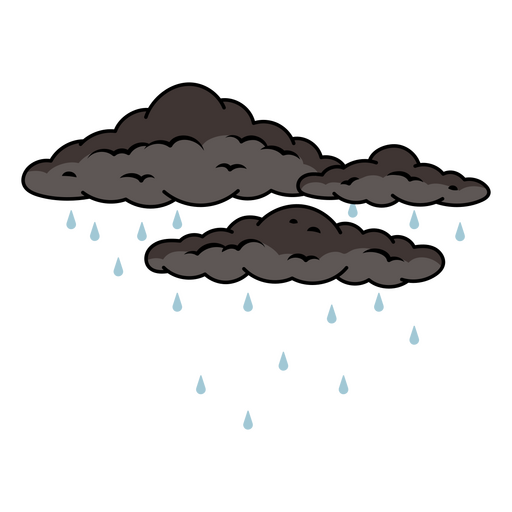 Nuvens de chuva com gotas de chuva Desenho PNG