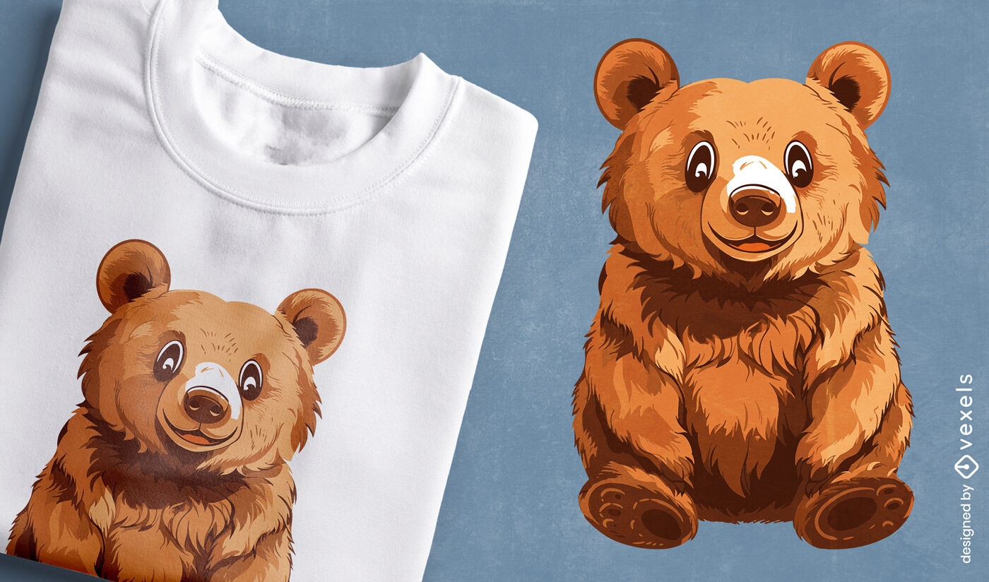 Design de camiseta com urso pardo marrom