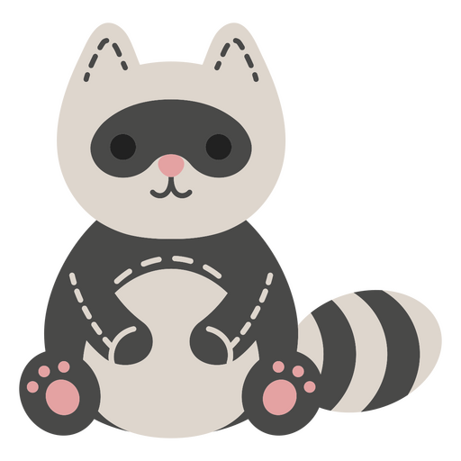 Black and white raccoon sitting PNG Design