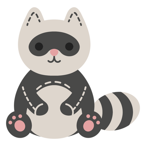 Schwarz-weißer Waschbär sitzend PNG-Design