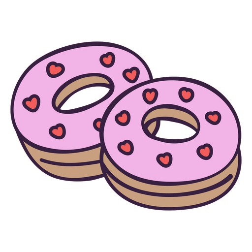 Two pink donuts with hearts on them PNG Design
