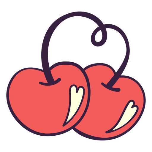 Ilustração divertida de cerejas com corações fofos Desenho PNG