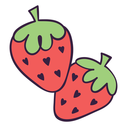 Zwei Erdbeeren mit Herzen darauf PNG-Design