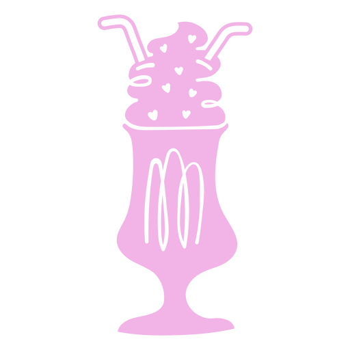 Sundae de sorvete rosa com cora?es no topo Desenho PNG