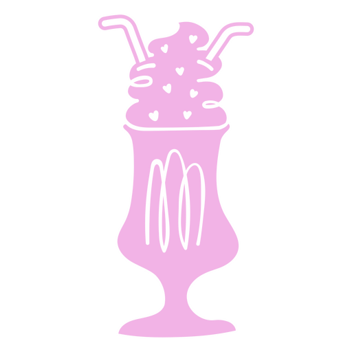 Sundae de sorvete rosa com corações no topo Desenho PNG