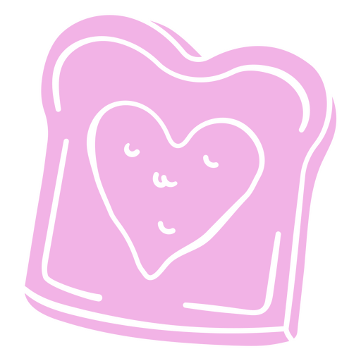 Pink heart shaped piece of toast PNG Design