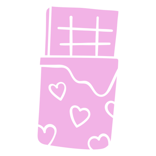 Barra de chocolate rosa com corações Desenho PNG
